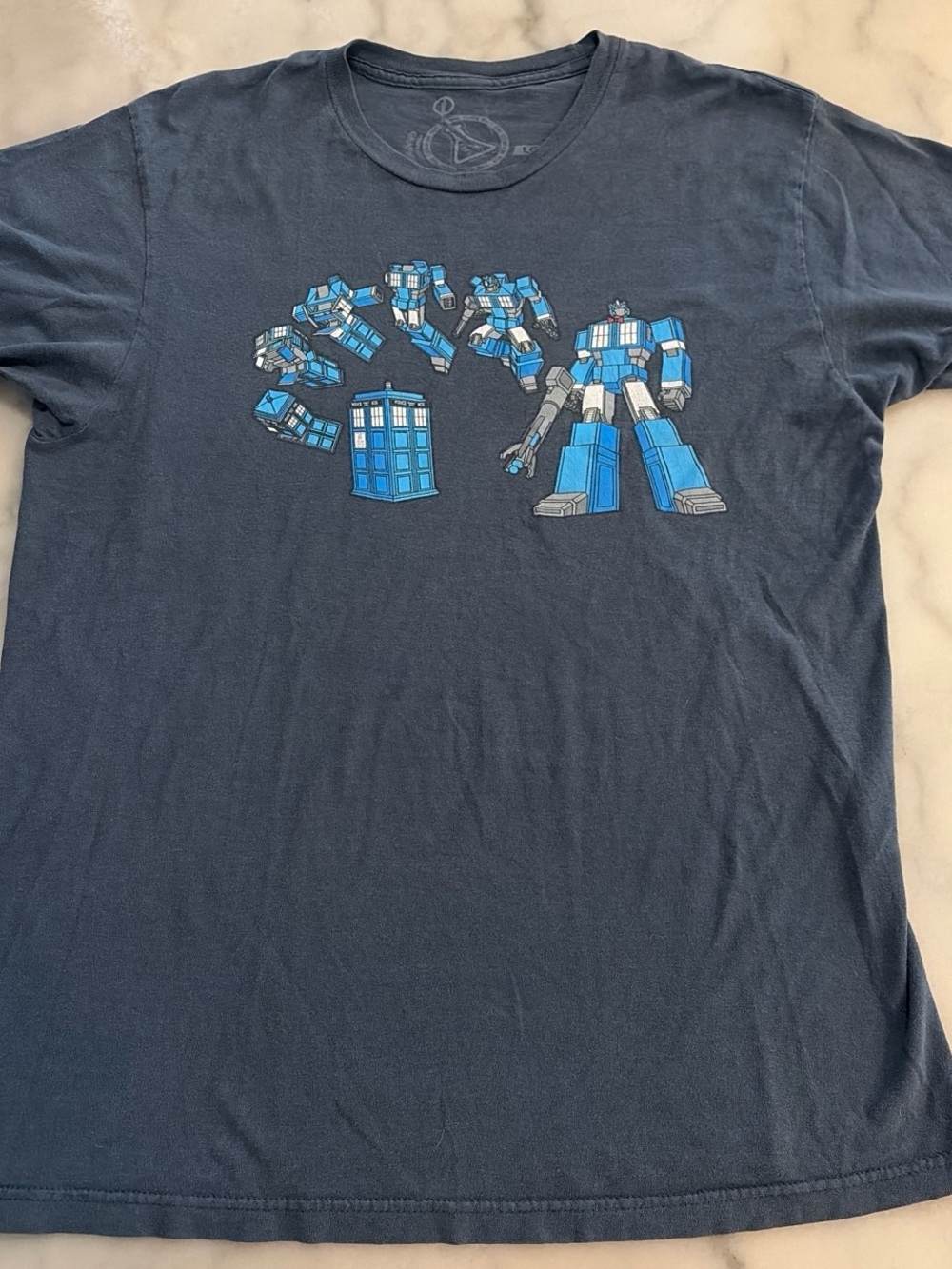 Men's Navy Sci-Fi Transforming Robot Graphic Tee